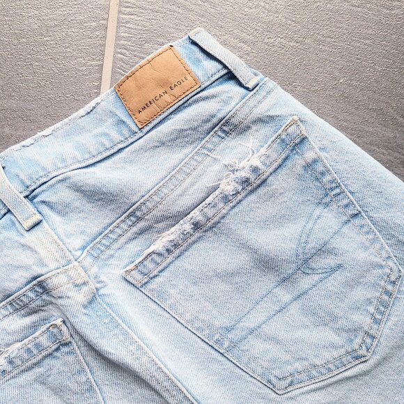 American Eagle AEO Light Blue Wash Super High Rise Straight Leg Jeans - 0 Short - Picture 8 of 9